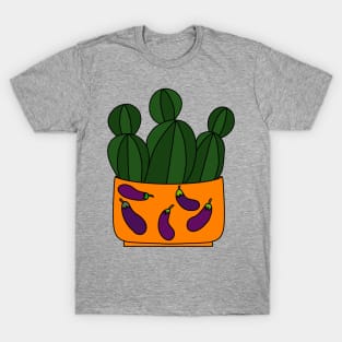 Cute Cactus Design #106: Eggplant Cactus Pot T-Shirt